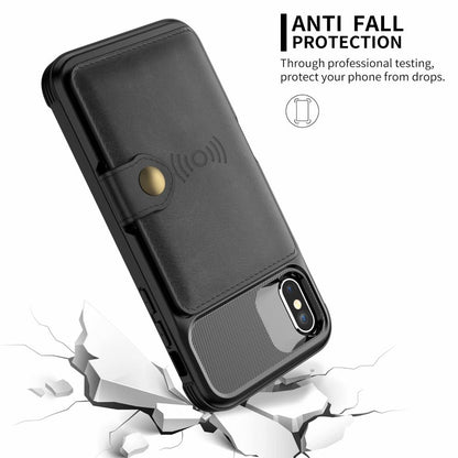 360 Protection Magnetic Leather Wallet Armor Case for iPhone